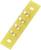 Gelbes Isolierstück mit vier Metallklammern, die als Verbindungselemente in elektrischen Anwendungen verwendet werden.