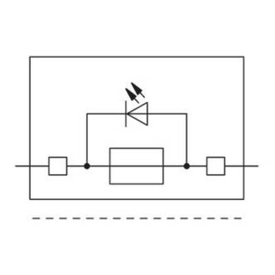 Schaltsymbol einer Diode in einem Rechteck, umgeben von Linien und Kästen; repräsentiert einen elektronischen Schaltkreis.