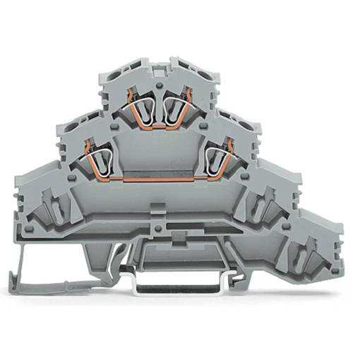 WAGO 281-531 Vierstock-Durchgangsklemme 6 mm Zugfeder Belegung: L Grau 50 St.