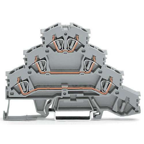 WAGO 281-532 Vierstock-Durchgangsklemme 6 mm Zugfeder Belegung: L Grau 50 St.
