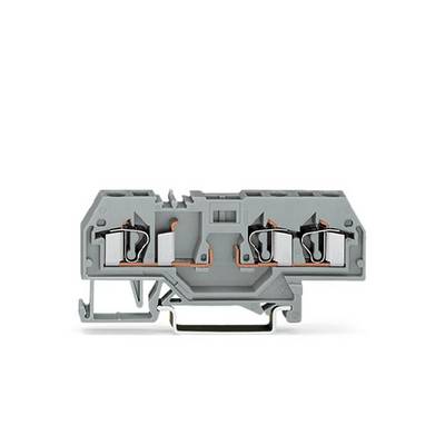 Ein graues Klemmenblock-Gehäuse mit mehreren Anschlüssen, verwendet für elektrische Verdrahtungen.