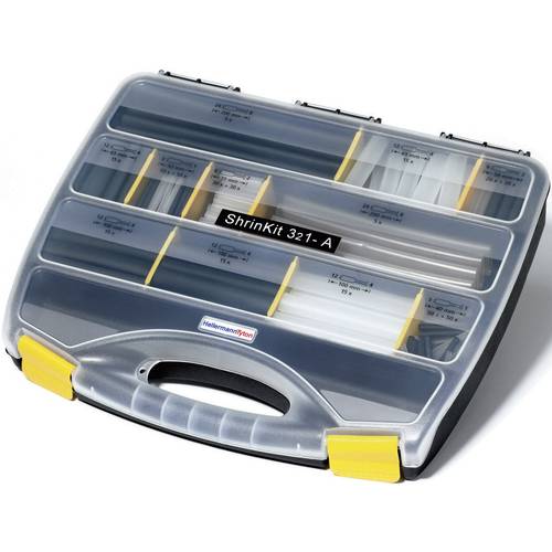 HellermannTyton 380-03003 Schrumpfschlauchsortiment Schwarz, Transparent Schrumpfrate:3:1 385 Teile