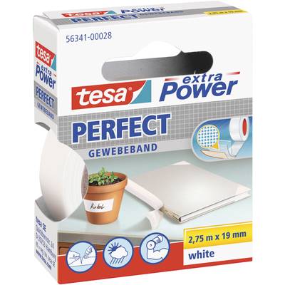 tesa PERFECT 56341-00028-03 Gewebeklebeband tesa® extra Power Weiß (L x B) 2.75 m x 19 mm 1 St.