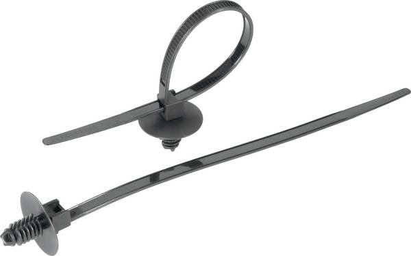 TRU COMPONENTS 1592908 TC-PDVR170BK203 Kabelbinder 169 mm 5 mm Schwarz mit Spreizanker und Teller 1 St.