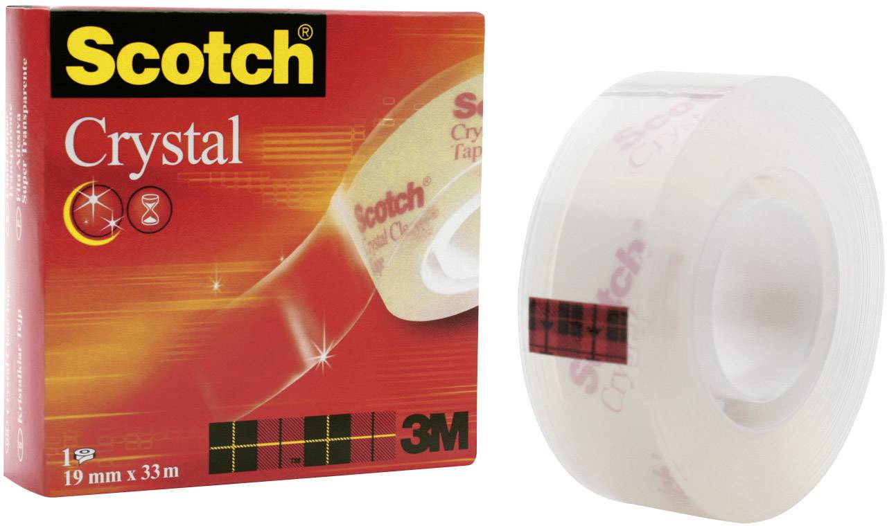 3M Scotch Klebefilm Crystal Clear 600, 19 mm x 33 m, Karton hochtransparent, leichtes und geräuschlo