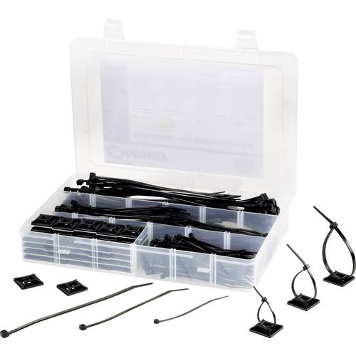 TRU COMPONENTS EPR-350UV Kabelbinder-Sortiment 100 x 2.5 mm, 142 x 3.2 mm, 190 x 4.8 mm Schwarz 1 Set