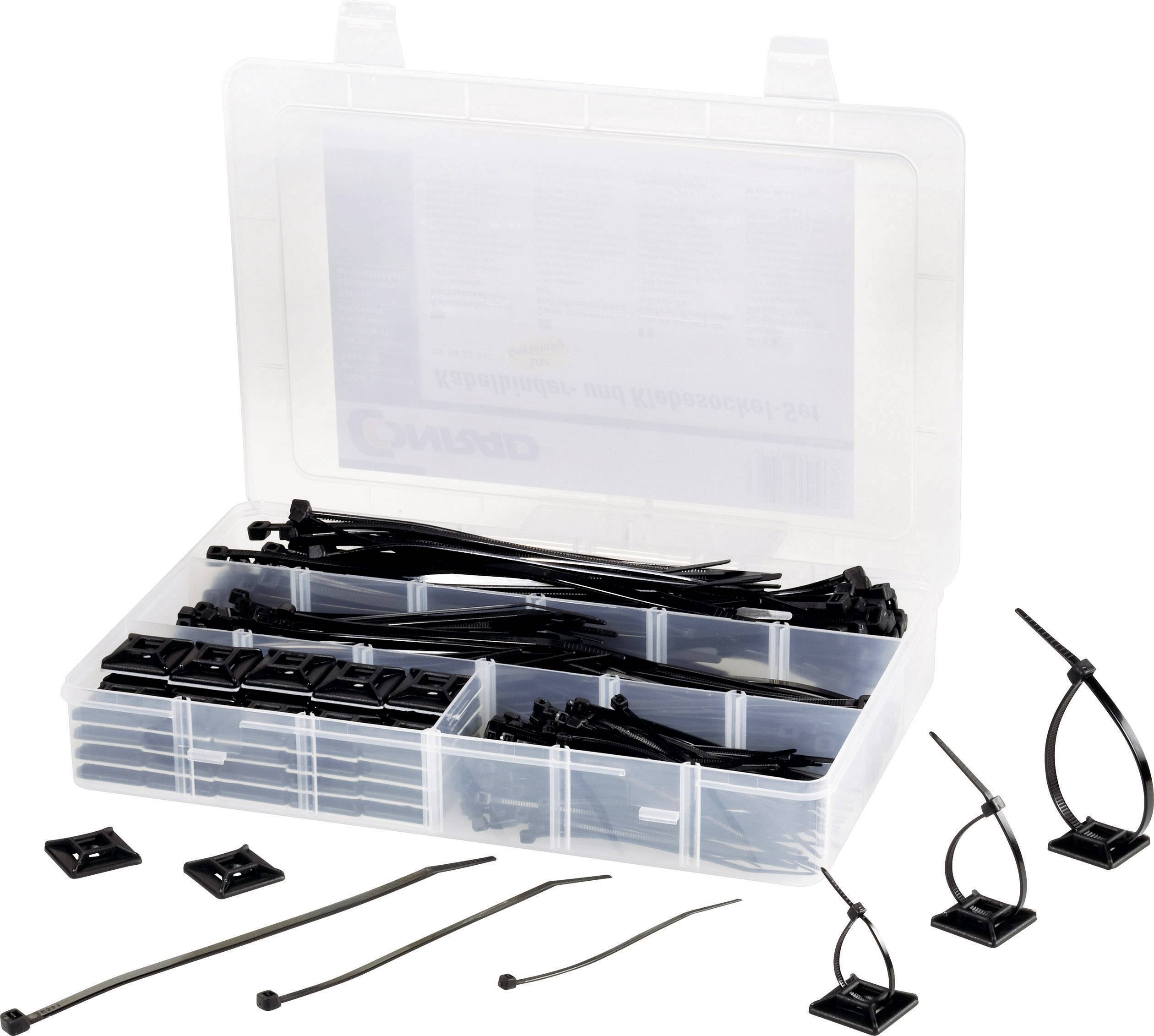 Produktbild zu TRU COMPONENTS Kabelbinder- und Klebesockel-Set 