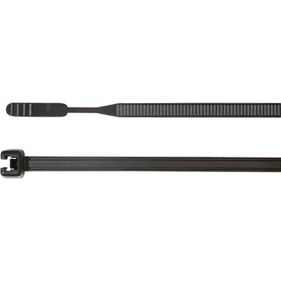 HellermannTyton 109-00076 Q50R-W-BK-C1 Kabelbinder 210 mm 4.70 mm Schwarz mit offenem Binderende, UV-stabilisiert 100 St