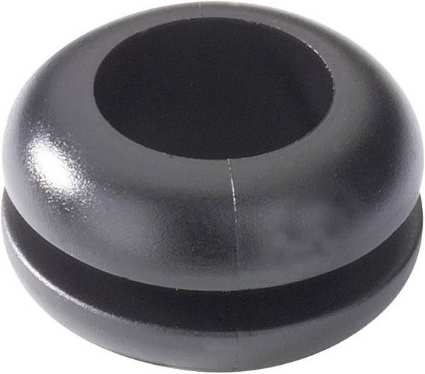 HellermannTyton HV1203-PVC-BK-M1 Kabeldurchführung   Klemm-Ø (max.) 10 mm Plattenstärke (max.) 2 mm PVC Schwarz 1 St.