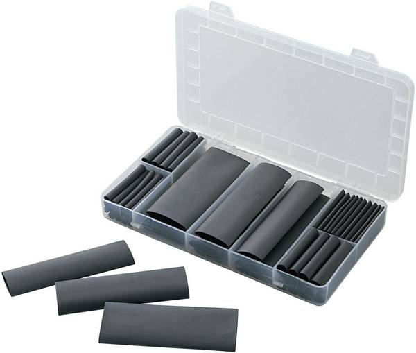 TRU COMPONENTS 1566430 Schrumpfschlauchsortiment Schwarz Schrumpfrate:4:1 61 Teile