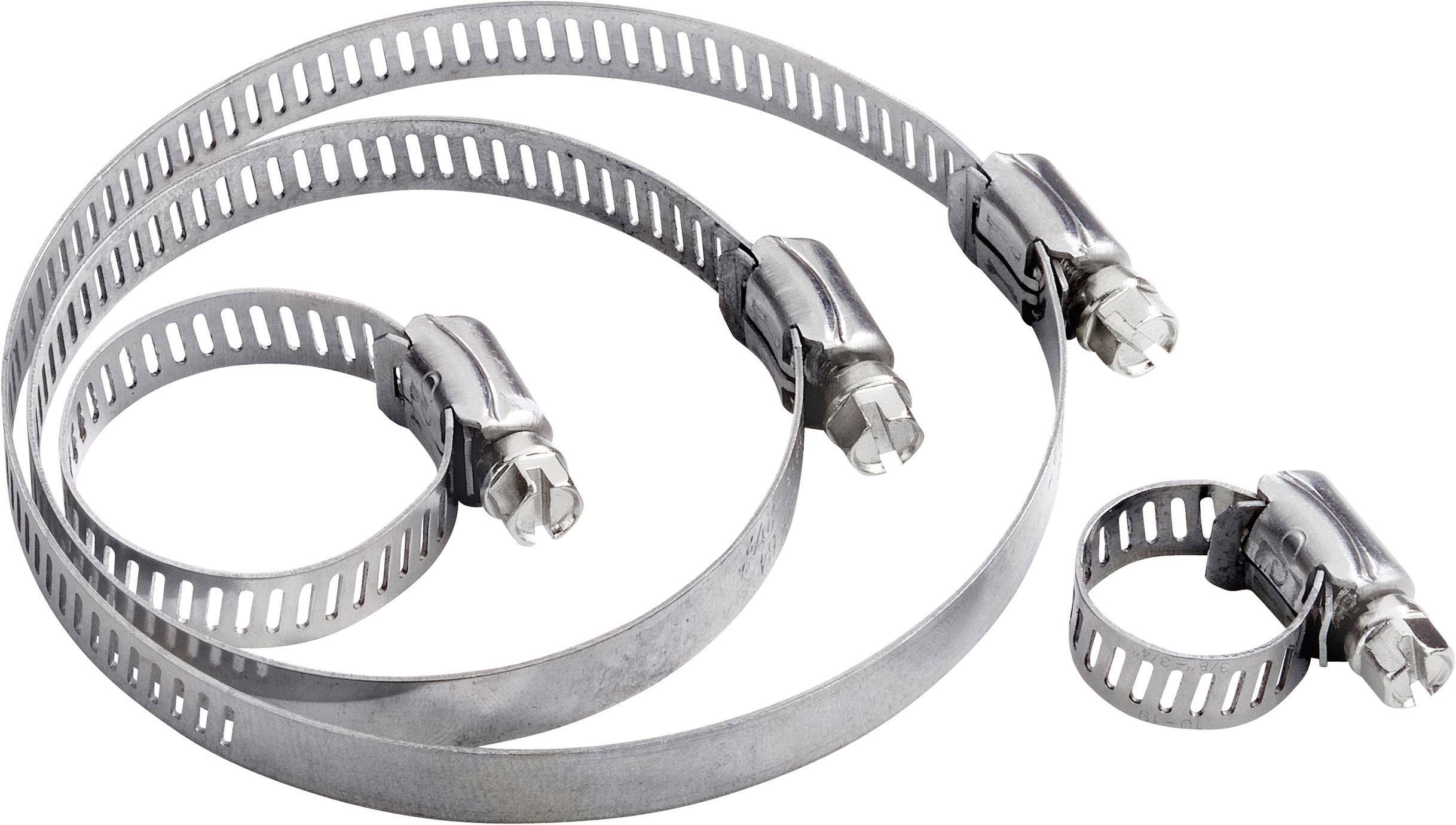 TRU COMPONENTS Spændebånd med snekkkegevind 1570041 Bundt-Ø-område 79 til 92 mm Sekskantsskruehoved med lige kærv Sølv 1 stk