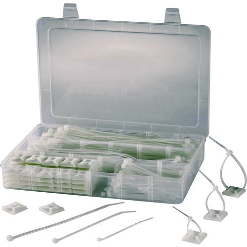 TRU COMPONENTS EPR-350 Kabelbinder 100 x 2.5 mm, 142 x 3.2 mm, 190 x 4.8 mm Klar mit Klebesockel 1 Set