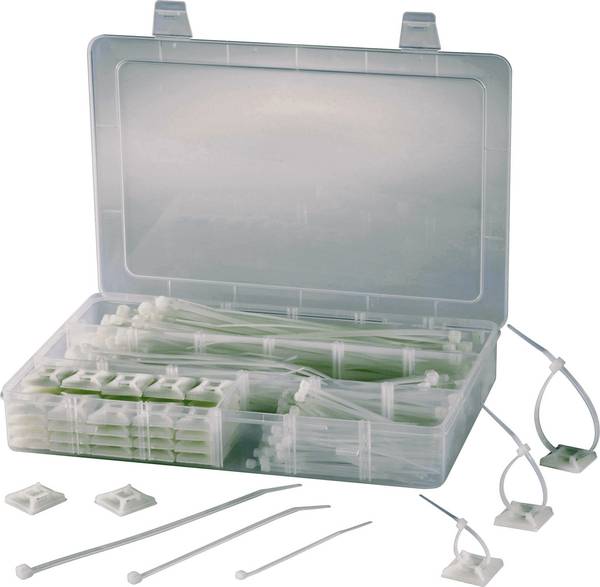 TRU COMPONENTS EPR-350 Kabelbinder 100 x 2.5 mm, 142 x 3.2 mm, 190 x 4.8 mm Klar mit Klebesockel 1 Set