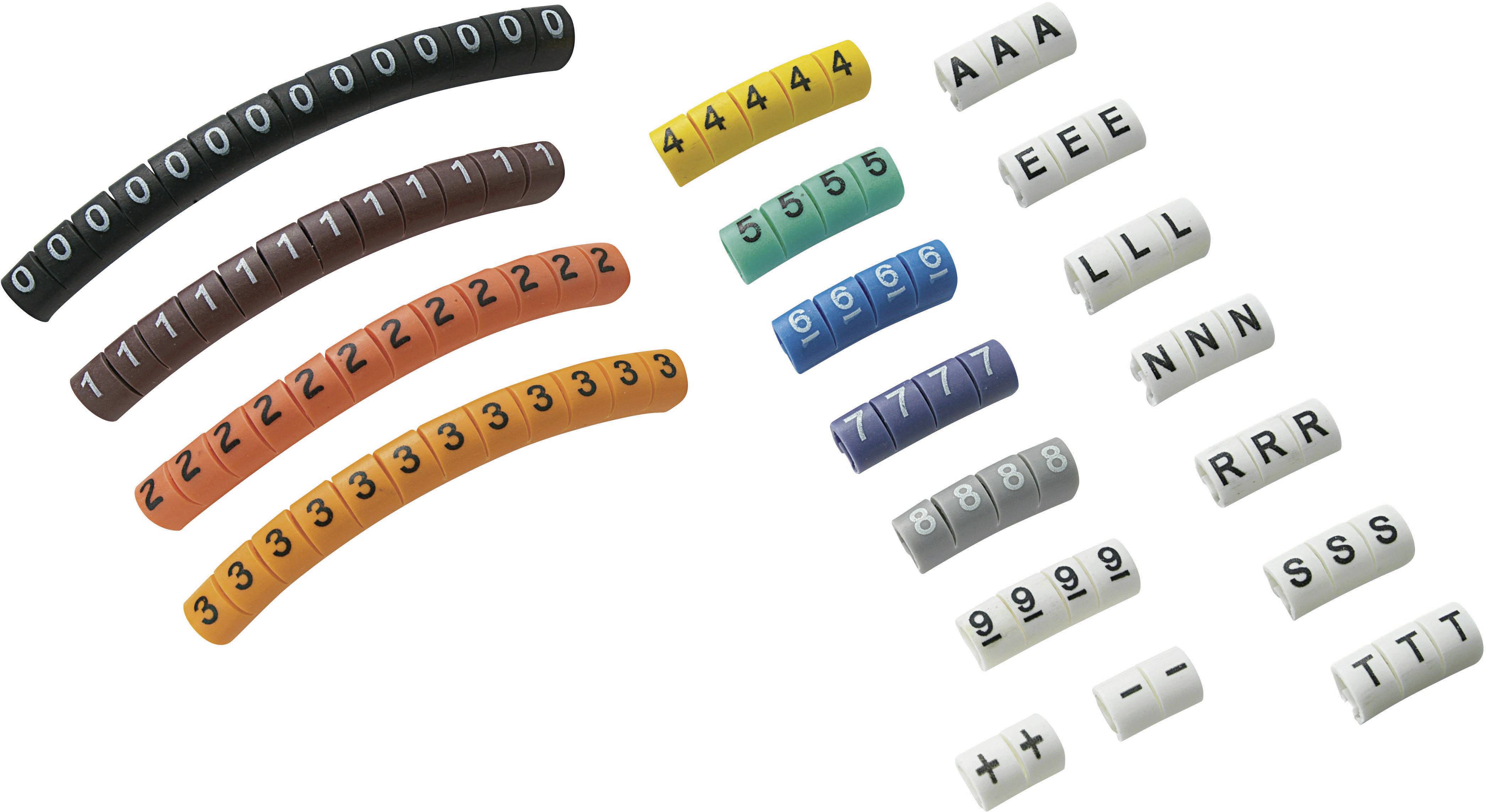 TRU COMPONENTS ECMKP-2 Kennzeichnungsclip Aufdruck 0 - 9, A, E, L, N, R, S, T, -, + Außendurchmesser-Bereich 2 bis 5 mm ...