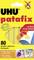 Verpackung von UHU patafix mit 80 Heftpads, geeignet für saubere, abnehmbare Befestigung von Objekten. Enthält 'Dermatest'-Siegel.