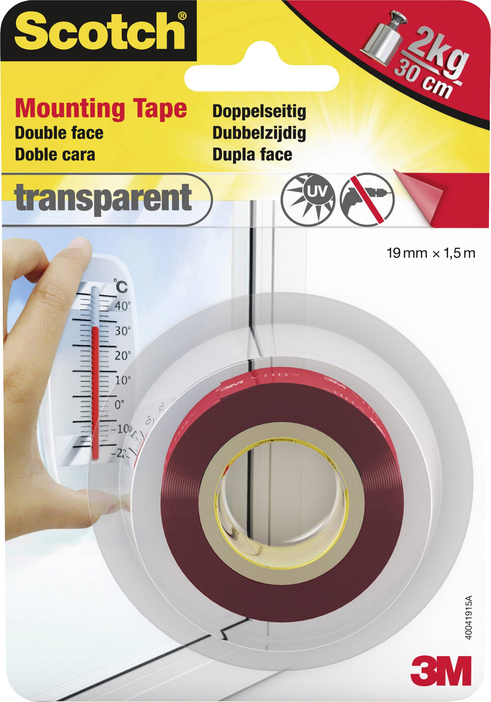 3M 4910C-1915-P Montageband Scotch® Transparent (L x B) 1.5 m x 19 mm 1 St.-0