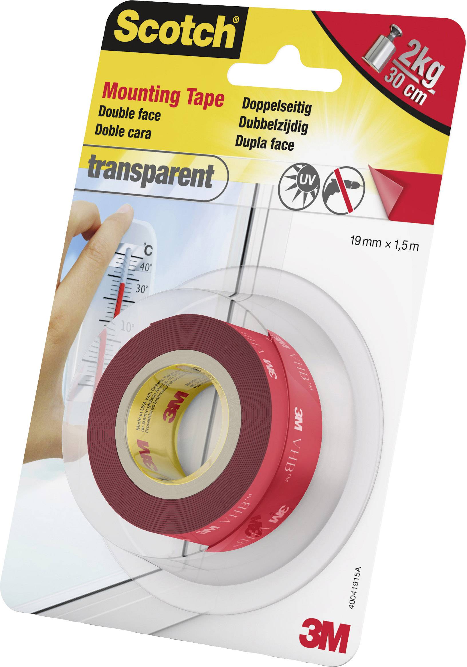 3M 4910C-1915-P Montageband Scotch® Transparent (L x B) 1.5 m x 19 mm 1 St.-1