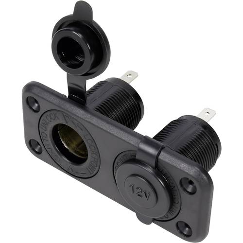 TRU COMPONENTS Dual-Kfz-Einbaubuchse mit Schutzkappe Belastbarkeit Strom max.=20 A 12 V/DC