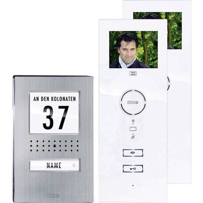 m-e modern-electronics  Vistadoor Video-Türsprechanlage Kabelgebunden Komplett-Set 1 Familienhaus Edelstahl, Weiß