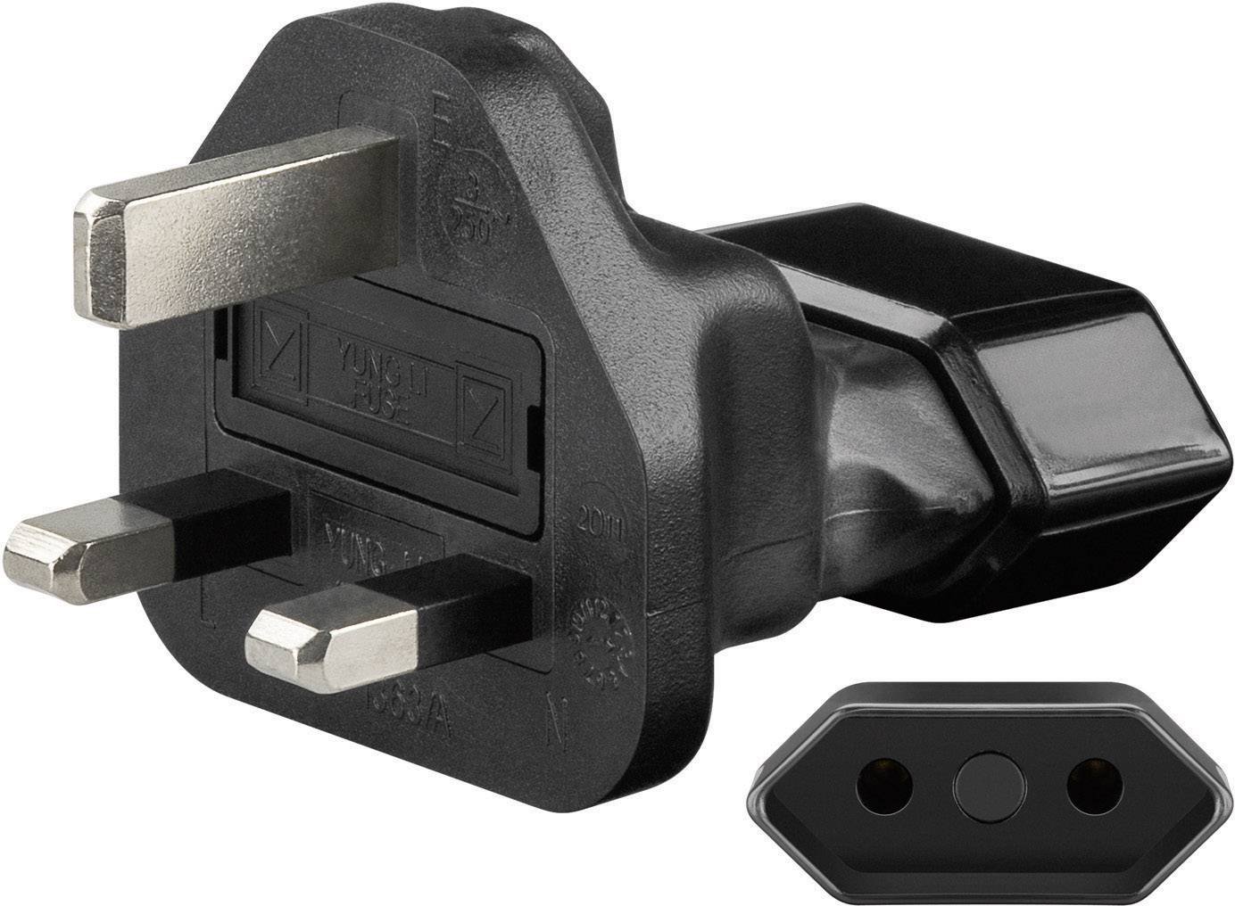 Goobay Netzadapter Euro auf UK, Schwarz Eurostecker (Typ C, CEE 7/16) > UK 3-Pin-Stecker (Typ G, BS 1363)