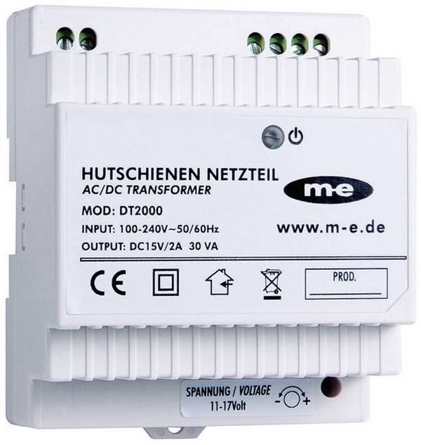 m-e modern-electronics DT 2000 Türsprechanlage Kabelgebunden Hutschienen-Netzteil Weiß