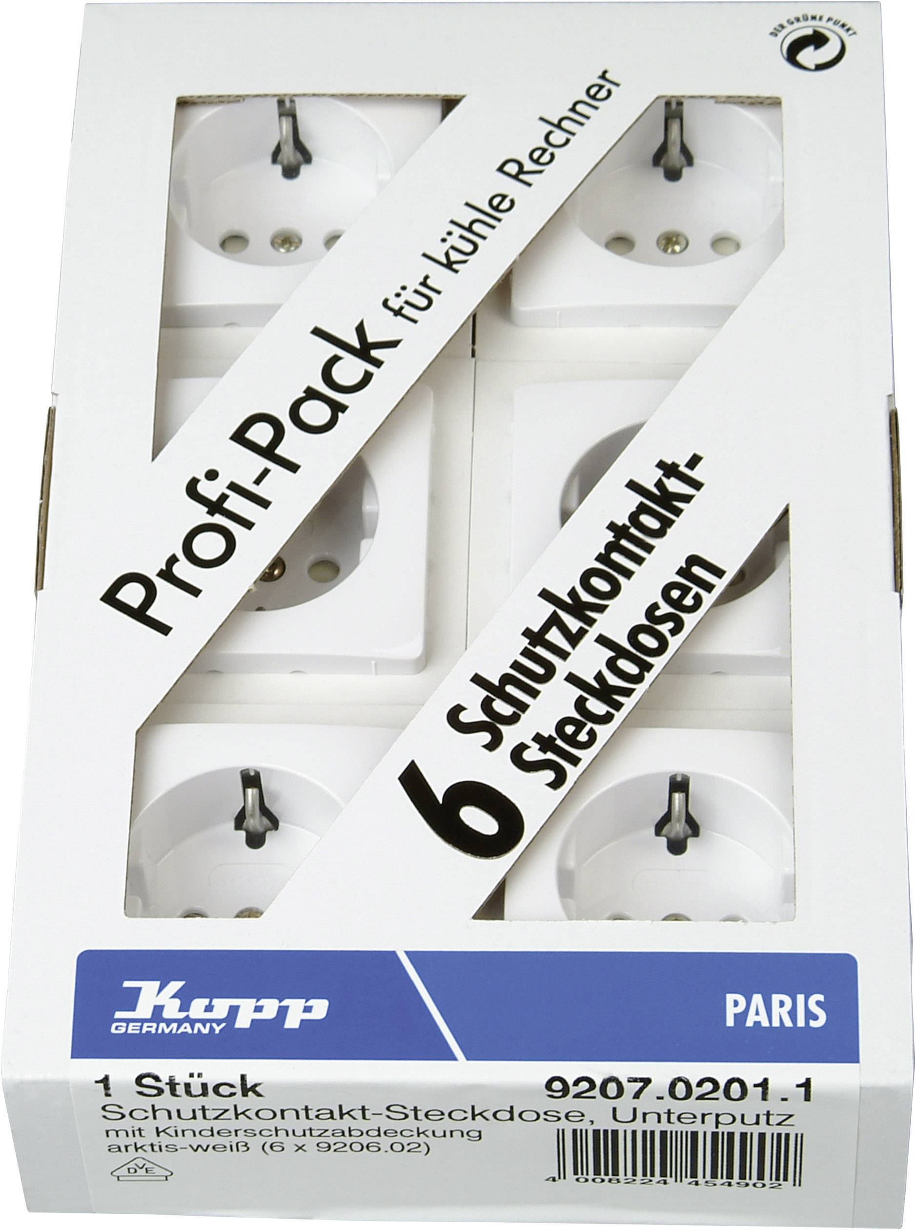 KOPP Schutzkontaktsteckdose 920702011 1-fach KS 16A 250V Pack:6 Paris arktis