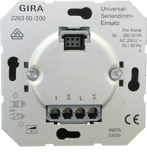 GIRA Schalterprogramm  Einsatz Dimmer Standard 55, E2, Event Klar, Event, Event Opak, Esprit, ClassiX, System 55  226300 1 St.