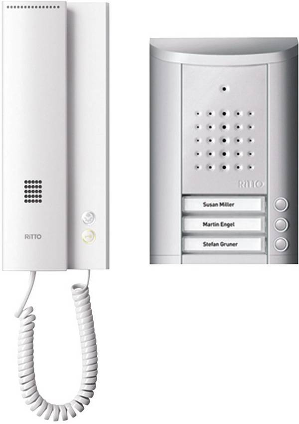 Ritto by Schneider Entravox Türsprechanlage Kabelgebunden Komplett-Set 3 Familienhaus Silber