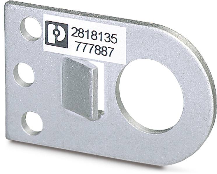 Metallplatte mit mehreren Löchern und Etikett mit den Nummern '2818135' und '777887'.