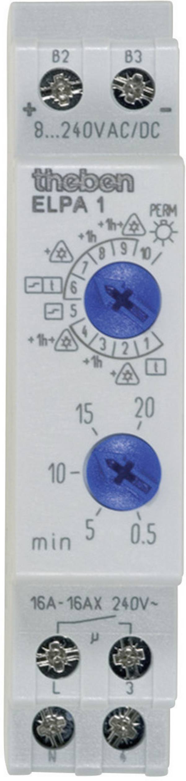 Theben 0010002 Treppenlichtzeitschalter Hutschiene 8 V DC/AC, 12 V DC/AC, 24 V DC/AC, 110 V DC/AC, 230 V DC/AC
