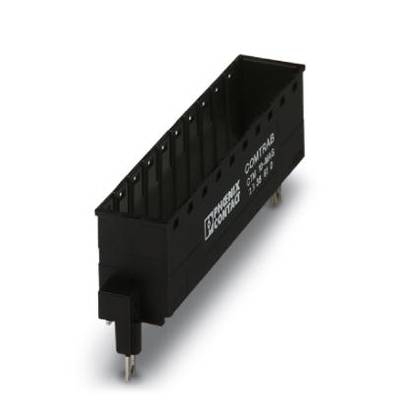 Ein schwarzer Steckverbinder mit mehreren Pins der Marke Phoenix Contact, Modell COMBICON. Geeignet für elektronische Anwendungen.