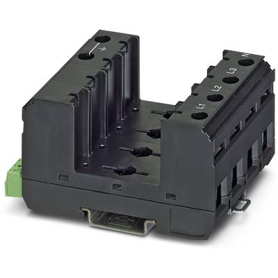 Ein schwarzer elektrischer Steckverbinder mit mehreren Anschlüssen. Die Anschlüsse sind mit 'L1', 'L2', 'L3', 'N' markiert.