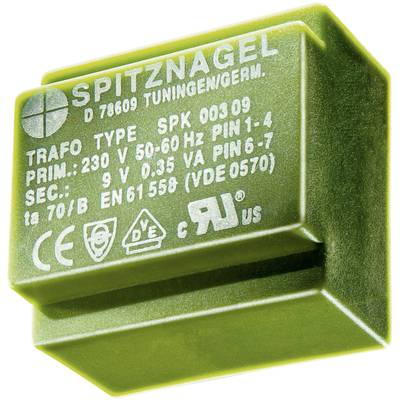 Spitznagel SPK 00318 Printtransformator 1 x 230 V 1 x 18 V/AC 0.35 VA 19 mA 