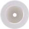 Ein weißer, runder, flacher Gegenstand mit einem Loch in der Mitte, ähnlich einem Ring, vor einem neutralen Hintergrund.