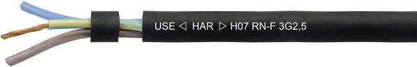 HELU 558445 Gummischlauchleitung H07RN-F 3 G 1.5 mm² + 3 G 1.5 mm² Schwarz Meterware