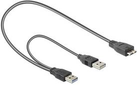  Y-Kabel mit Micro-USB-B-Stecker und zwei USB-A-Steckern