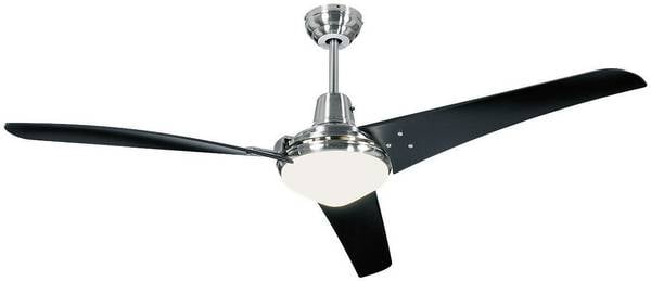CasaFan Mirage Deckenventilator 53 W (Ø x H) 142 cm x 395 mm Chrom (gebürstet) mit Fernbedienung, mit Beleuchtung, Winterbetrieb