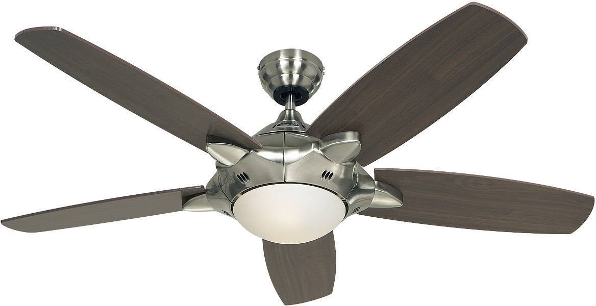 Mercury Deckenventilator (Ø) 132 cm Flügelfarbe: Nussbaum, Silber Gehäusefarbe: Chrom (gebürstet)
