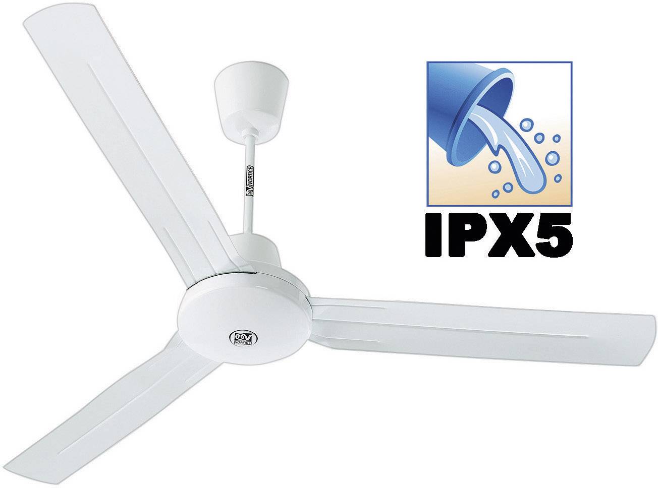 Tropical Deckenventilator (Ø) 142 cm Flügelfarbe: Lichtgrau Gehäusefarbe: Lack-Weiß