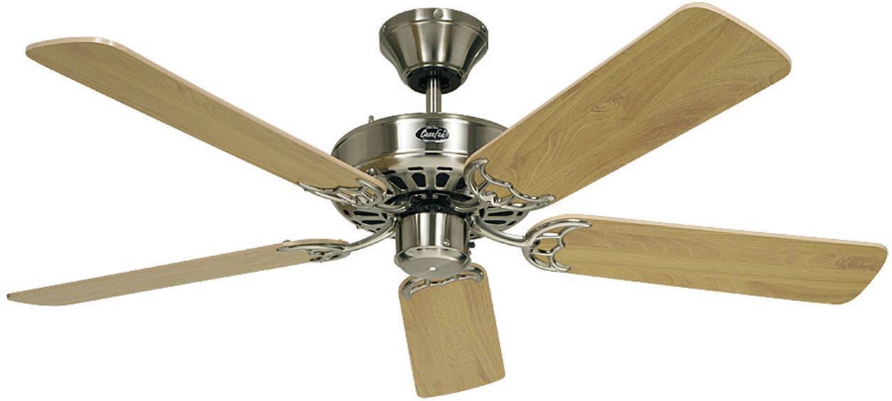 Classic Royal 132 BN Deckenventilator (Ø) 132 cm Flügelfarbe: Buche Gehäusefarbe: Chrom (gebürstet)