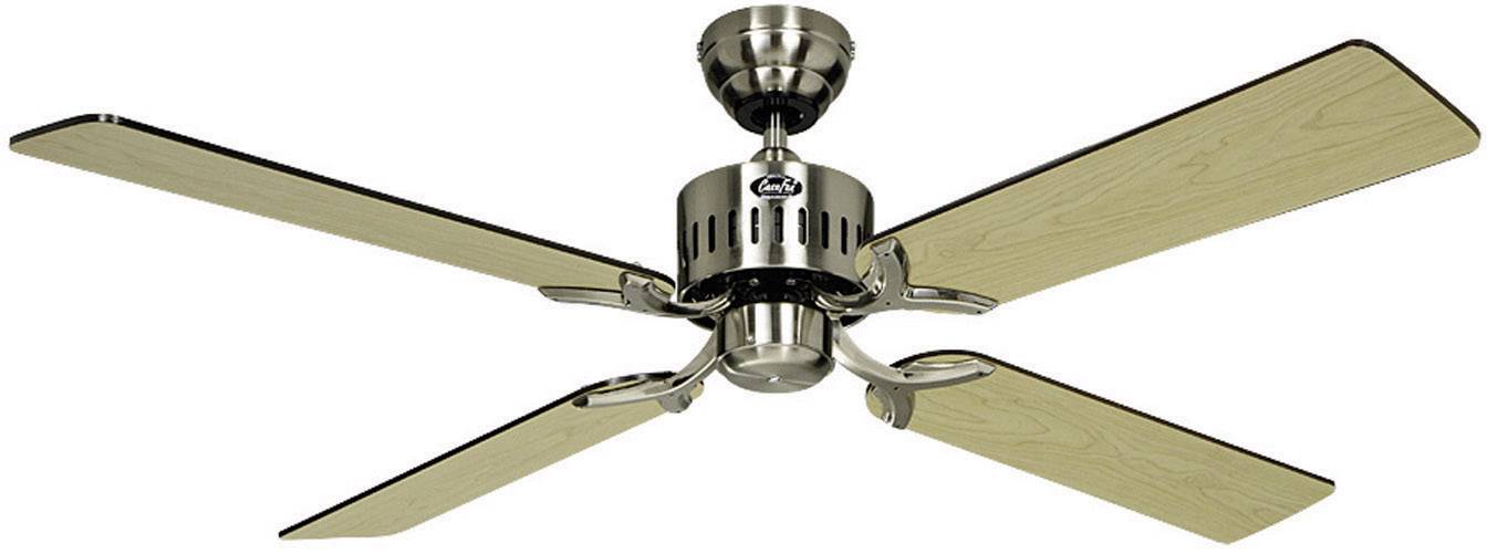 Telesto BN Deckenventilator (Ø) 132 cm Flügelfarbe: Wenge, Ahorn Gehäusefarbe: Chrom (gebürstet)