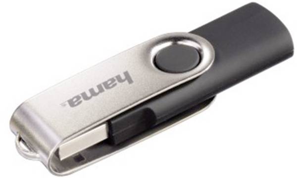 hama 00094175 USB-Stick "Rotate", USB 2.0, 16GB, 10MB/s, Schwarz/Silber