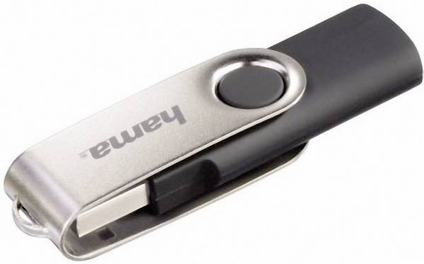 hama 00104302 USB-Stick "Rotate", USB 2.0, 64GB, 15MB/s, Schwarz/Silber