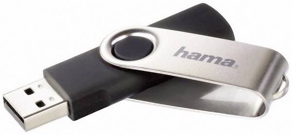 hama 00108071 USB-Stick "Rotate", USB 2.0, 128 GB, 15MB/s, Schwarz/Silber