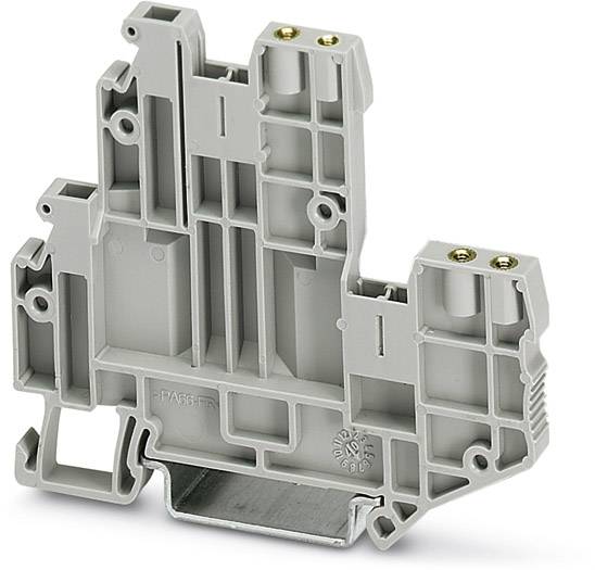 Graues Kunststoff-Bauteil mit komplexem, strukturiertem Design, verwendet für elektrische Anschlüsse oder Halterungen.