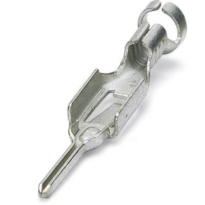 Metallischer Leiterstift mit klemmenartiger Öffnung, dient zum elektrischen Anschluss, ohne Kabel.