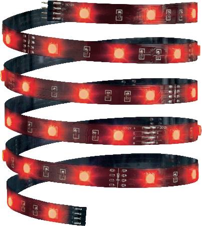 Spiralförmig gewickeltes LED-Lichtband mit blauen und weißen Dioden.