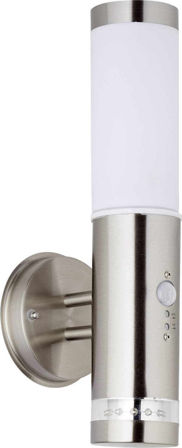 Brilliant Bole G96131/82 Außenwandleuchte mit Bewegungsmelder  Halogen E27 60 W Edelstahl