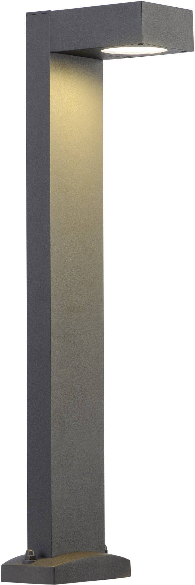 Eine moderne, rechteckige Außenlampe mit einem zentralen Lichtstrahl, geeignet für die Beleuchtung von Wegen oder Gärten.