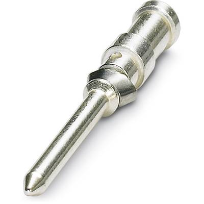 Nahaufnahme eines silbernen Metallsteckers mit glatter, zylindrischer Form und mehreren schmalen Rillen entlang des Schafts.